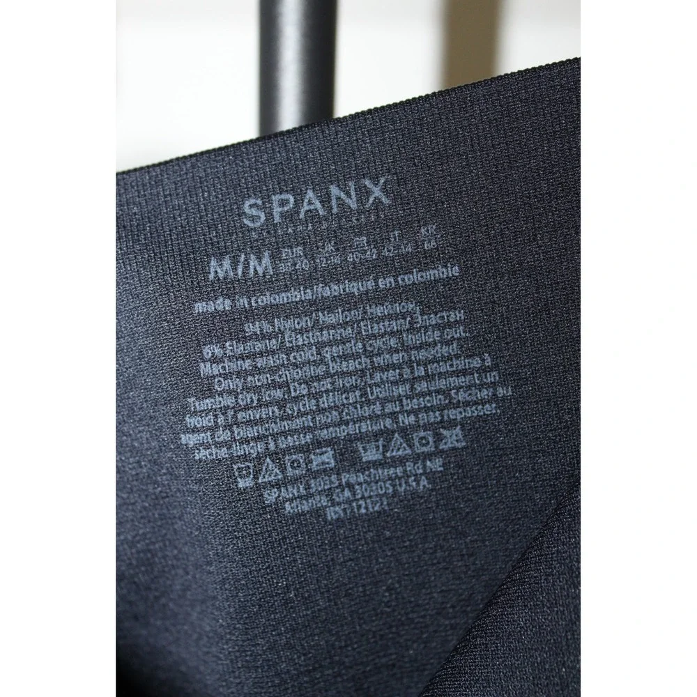 Spanx Look at Me Now Seamless Leggings Navy Herringbone Ribbed High Waist Size M